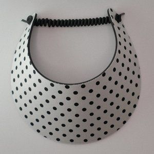 Women Sun Visor Hat, No Pinch Foam, White Polkadot, Pool, Golf, Trip